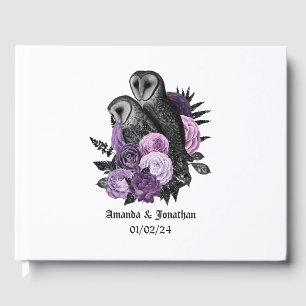 Purple Floral Owls Gothic Wedding Guest Book