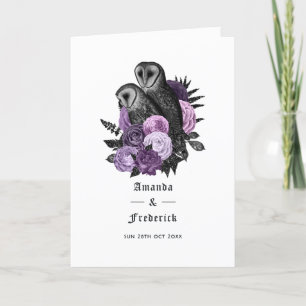 Purple Floral Owls Gothic Wedding Programme