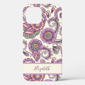 Purple Floral Paisley Unique Pattern iPhone 12 Case
