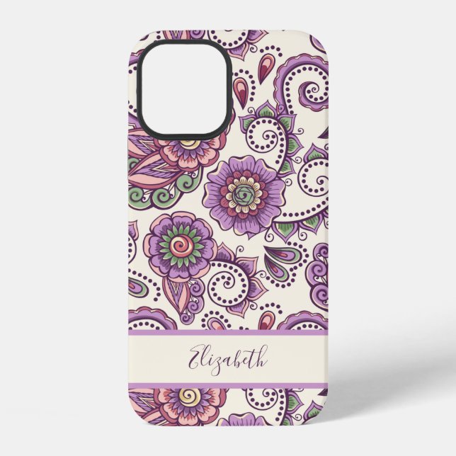 Purple Floral Paisley Unique Pattern iPhone Case (Back)