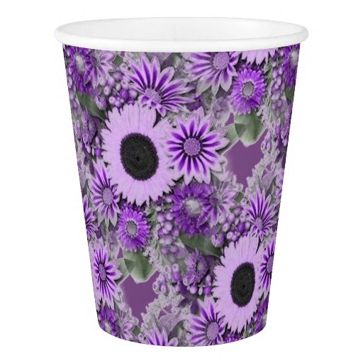 Image of Purple Floral Paper Cup