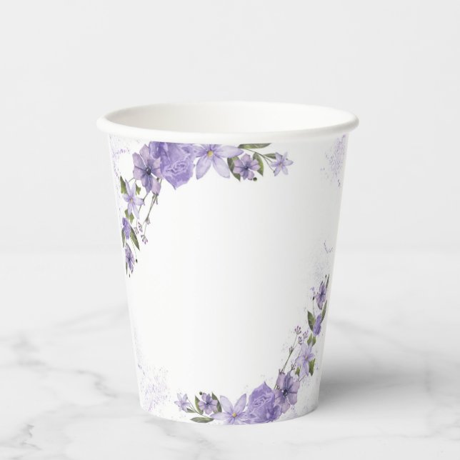 Purple Floral Paper Cups (Front)
