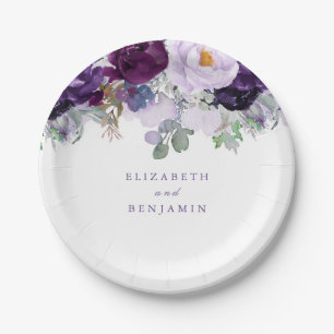 Purple Floral Paper Plate