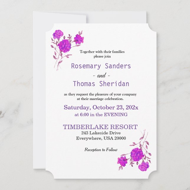 Purple Floral Passion Invitation (Front)