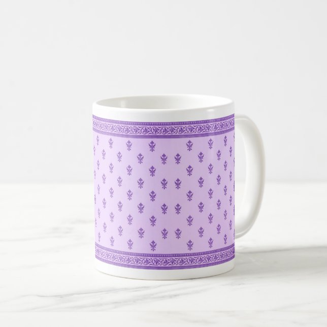 Purple Floral Pattern Coffee Mug (Front Right)