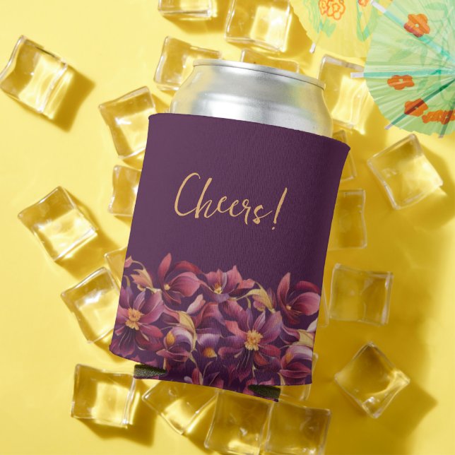 Purple Floral Pattern-Cooler Can Cooler (In Situ Summer)