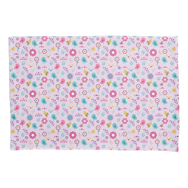 Purple Floral Pattern Cute Pastel Pillow Case (Front)