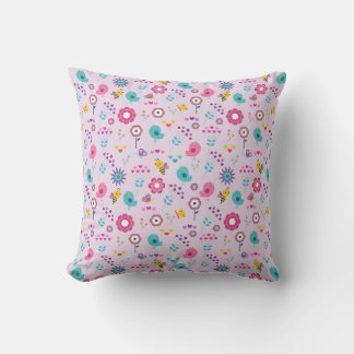 Purple Floral Pattern Cute Pastel Throw Pillow