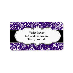 Purple Floral pattern Doodle Label