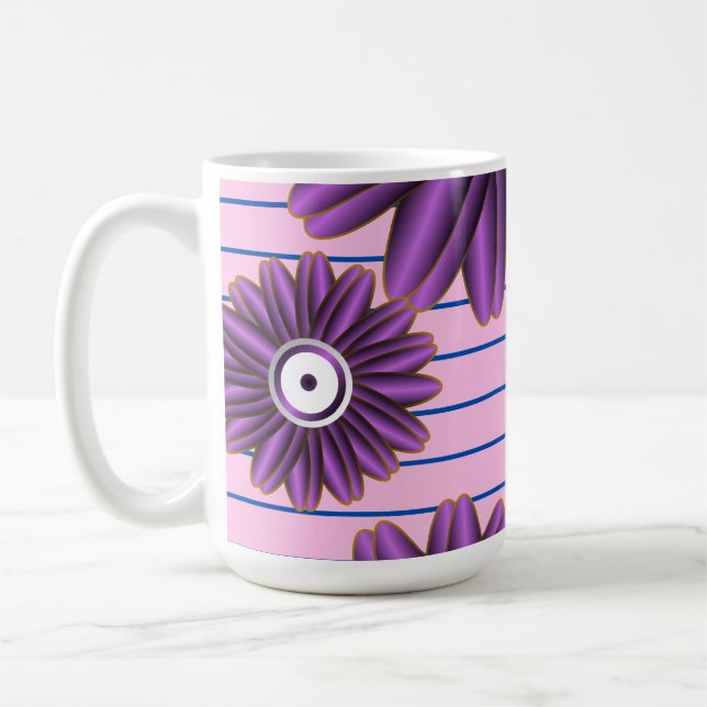 Purple Floral Pattern Modern Abstract Flower Desig Coffee Mug (Left)