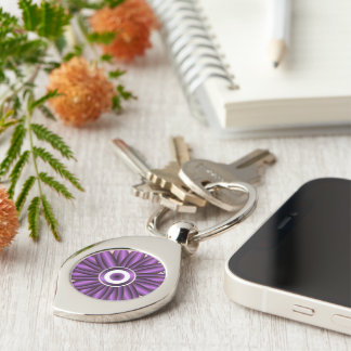 Purple Floral Pattern Modern Abstract Flower Desig Key Ring