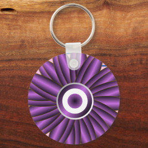 Purple Floral Pattern Modern Abstract Flower Desig Key Ring