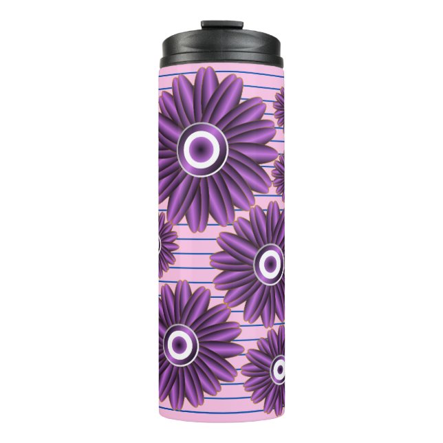 Purple Floral Pattern Modern Abstract Flower Desig Thermal Tumbler (Front)