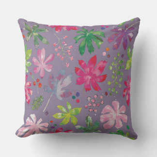 Purple Floral Pattern Pillow – Pink & Green Garden