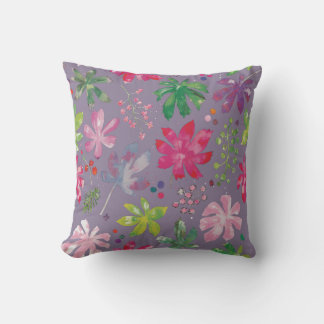 Purple Floral Pattern Pillow – Pink & Green Garden
