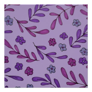 Purple floral pattern poster