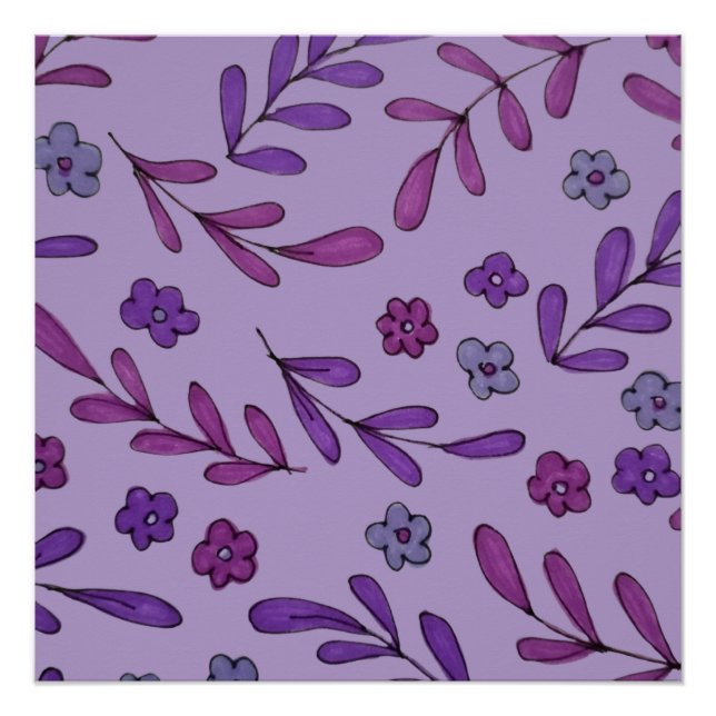 Purple floral pattern poster (Front)