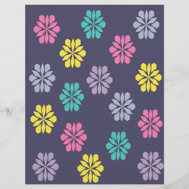 Purple Floral Pattern Scrapbook Paper (Front)