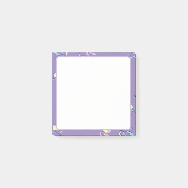 Purple Floral Patterned Everyday Post-it Notes (Front)