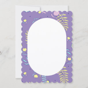 Purple Floral Patterned Everyday Scallop Cut Note  Card