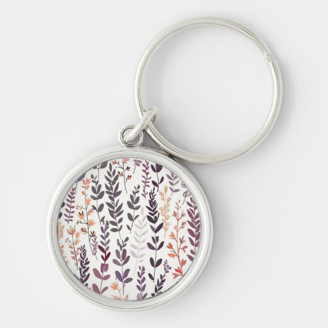 Purple Floral Patterned Keychain (Front)