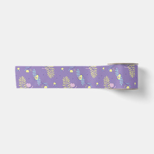 Purple Floral Patterned Ribbon Satin Ribbon