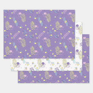 Purple Floral Patterned Wrapping Paper