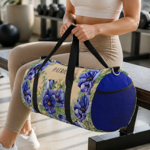 Purple Floral Personalised Duffel Bag