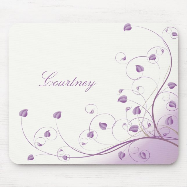 Purple Floral Personalised Mousepad (Front)