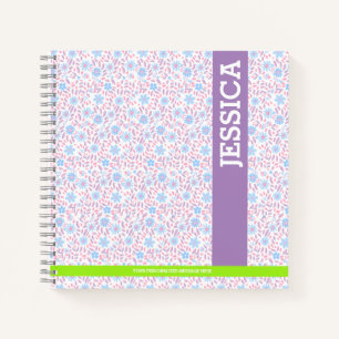 Purple Floral Personalised Name & Monogram Notebook