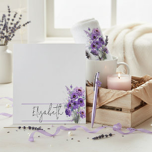 Purple floral personalised notepad