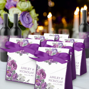 Purple Floral Personalised Wedding Favour Box