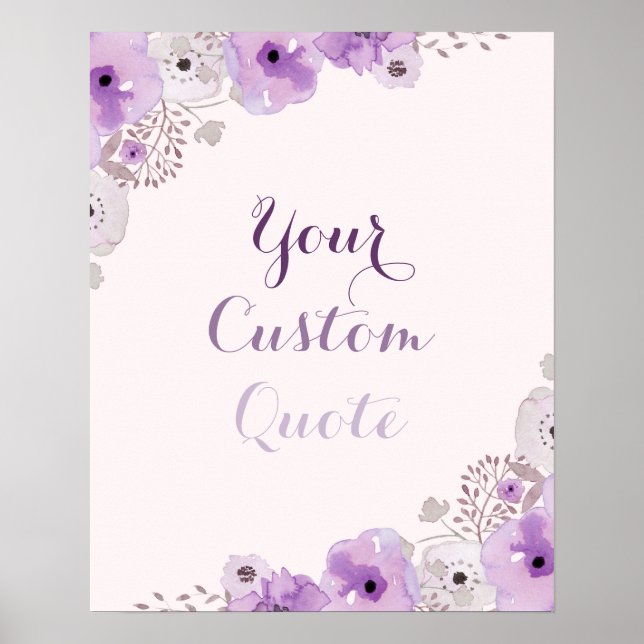 Purple floral Personalized quote Custom print (Front)