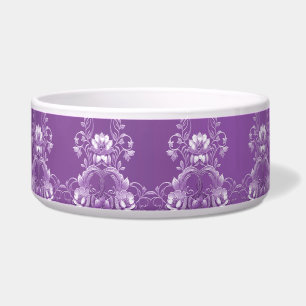 Purple Floral Pet Bowl