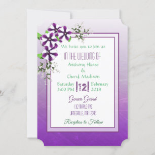 Purple Floral Petunias Lace Wedding Invitations