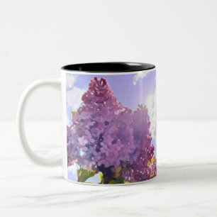 purple Floral photo bouquet inspirational phrase Two-Tone Coffee Mug
