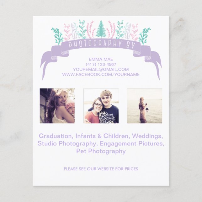 Purple Floral Photography Flyer (Front)