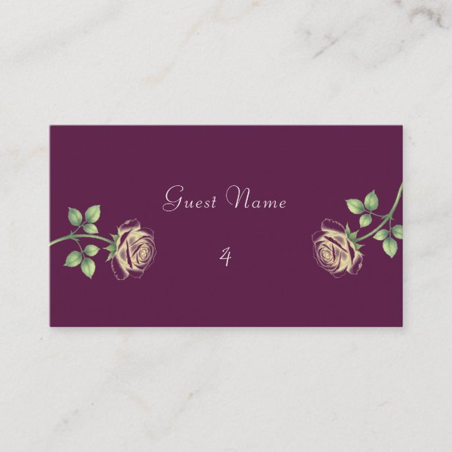 Purple Floral Place Card (Front)