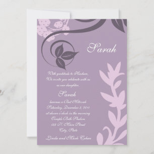 purple floral polka dot invitation