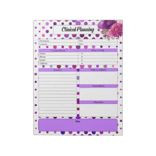 Purple Floral Polka Dots _ Clinical Planning Notepad