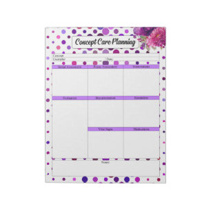 Purple Floral Polka Dots _ Concept Care Planning Notepad