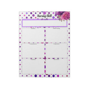 Purple Floral Polka Dots_ Nursing Skills Notepad