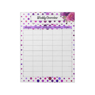 Purple Floral Polka Dots_ To Do  _ Weekly Overview Notepad