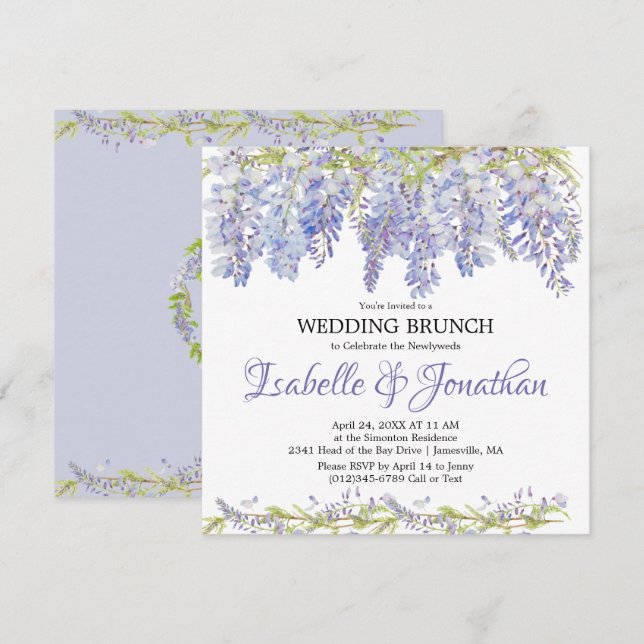 Purple Floral Post-Wedding Brunch Invitation (Front/Back)