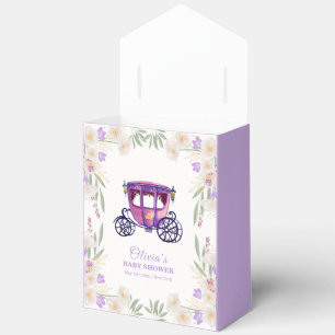 Purple Floral Princess Carriage Girl Baby Shower Favour Box