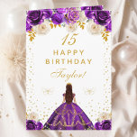 Purple Floral Princess Happy Birthday Card<br><div class="desc">This elegant and glamourous birthday card can be personalised with a name or title such as daughter, granddaughter, niece, friend etc. The design features a beautiful princess with dark hair in a tiara and purple ball gown. The text combines handwritten script and modern sans serif fonts for a classy and...</div>