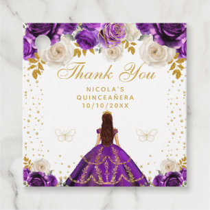 Purple Floral Princess Quinceañera Favour Tags