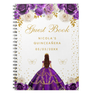 Purple Floral Princess Quinceañera Notebook