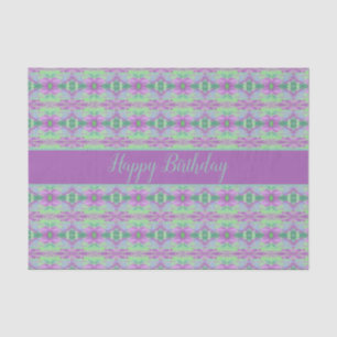 Purple Floral Print Tissue Paper With Teal