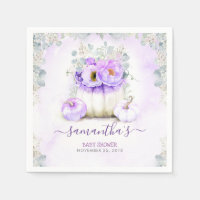 Purple Floral Pumpkins Fall Baby Shower